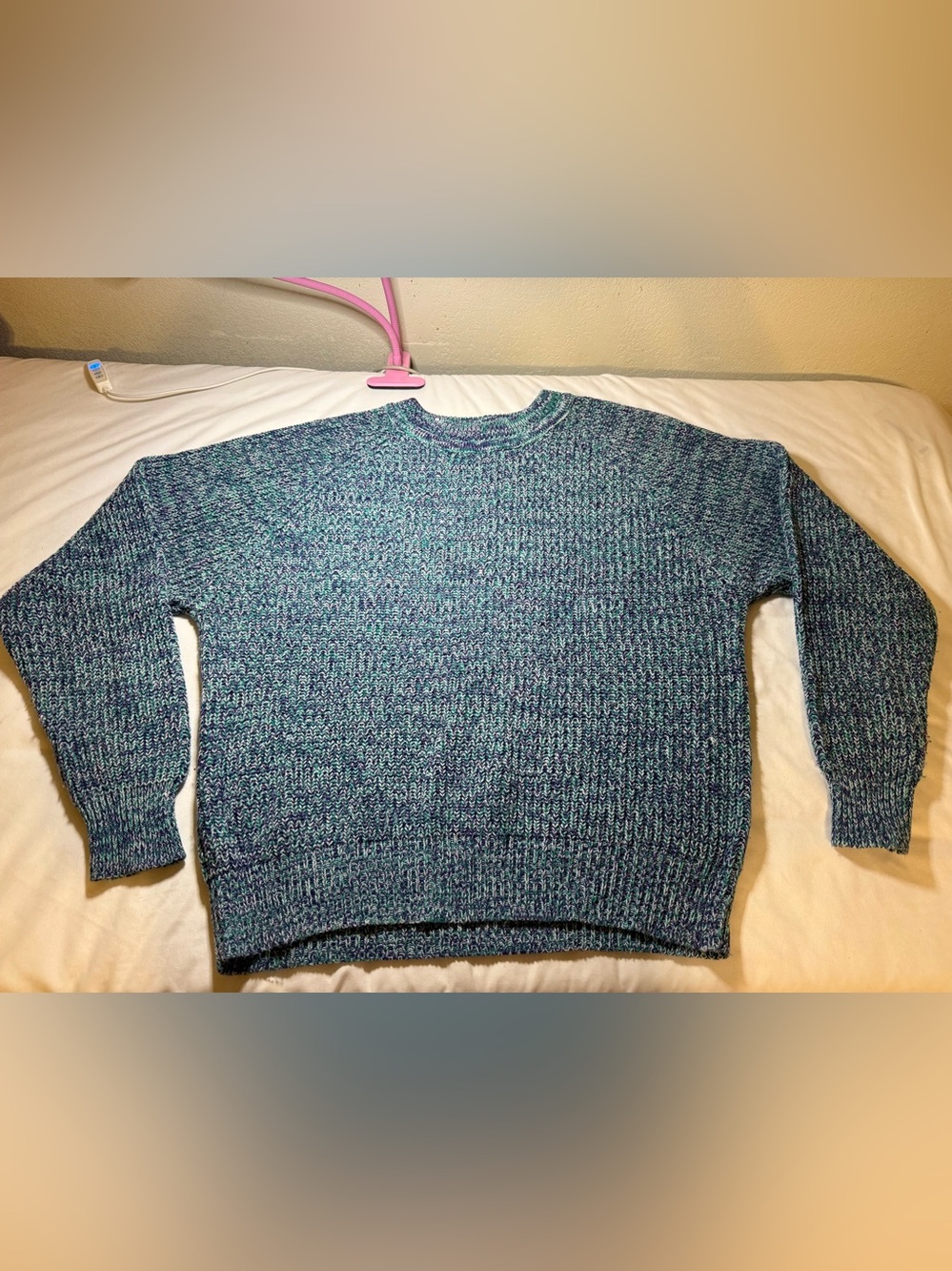 VTG St. John's Bay Men's Marled Crewneck Sweater in Blue and Green